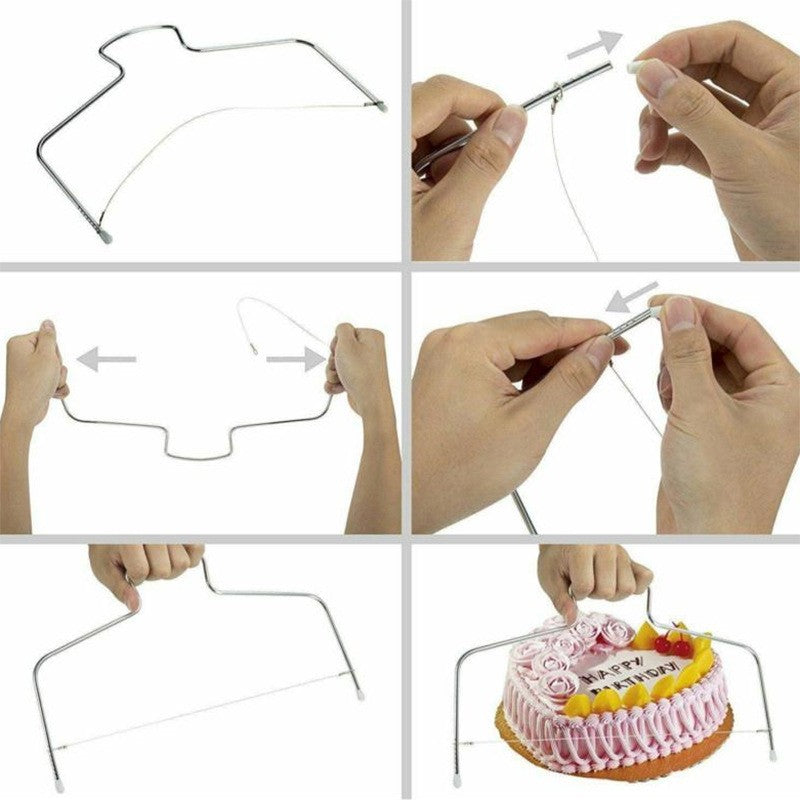 Double Line Adjustable Metal Cake Cutter Stainless Steel Cake Pastry Slicer Tools Decorating Mold Bakeware Kitchen Baking Tools
