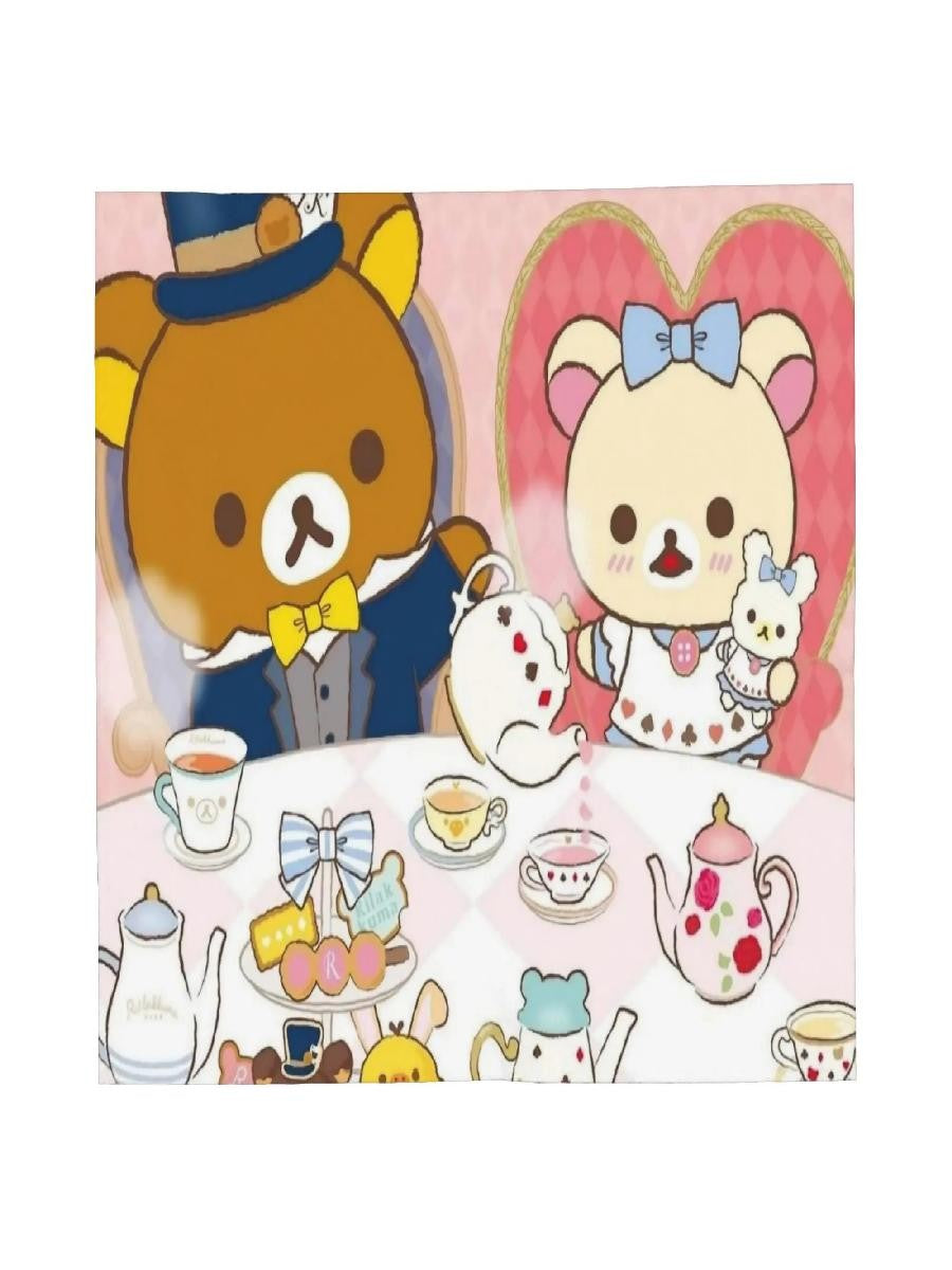 Rilakkuma  Korilakkuma Tea Time Flannel Throw Blanket  Super Warm Plush Quilt for Bedding  Couch