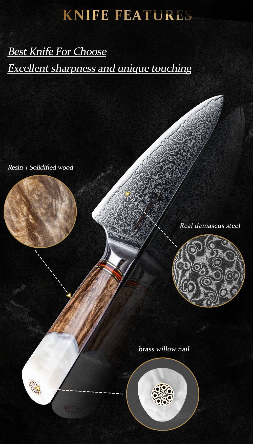 Grandsharp 1-6Pcs Kitchen Knife Set 67 Layer Damascus Steel Solidified Wood Handle Chef Utility Paring Knife with Gift Box