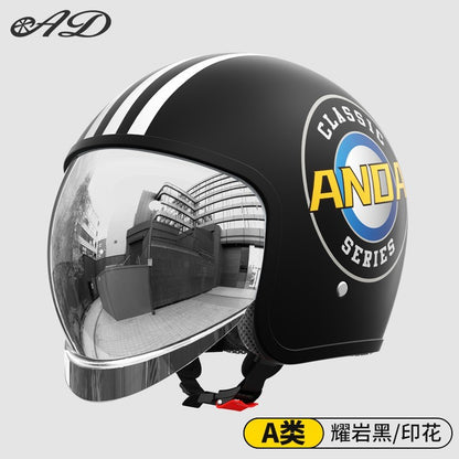 Capacete de motocicleta elétrica AD para homens e mulheres Certificação GB geral Capacete de carro a bateria Capacete meio-aberto de inverno quente