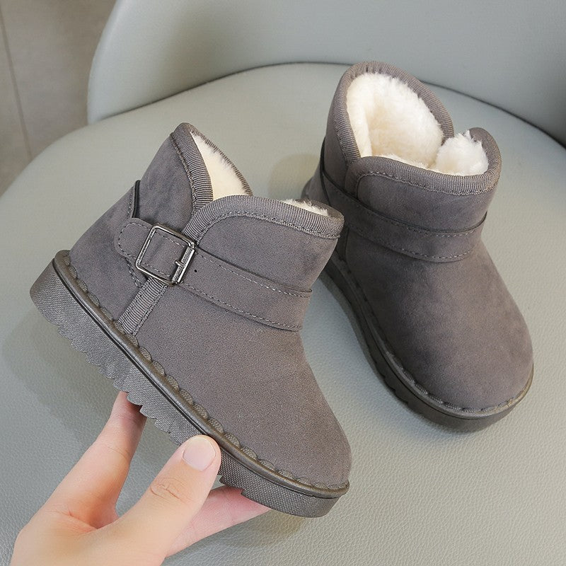 Boys Thermal Boots Kids Versatile Casual Buckle Non-slip Children Fashion Simple Non-slip Girls Snow Boots Cotton Winter Autumn