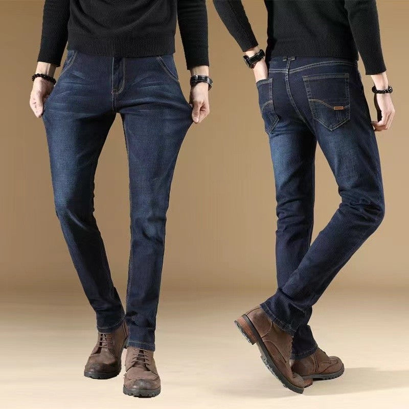 2025 New Spring Fashion Men's Jeans Business Casual Stretch Straight Denim Trousers Classic All Match Male Brand Clothing