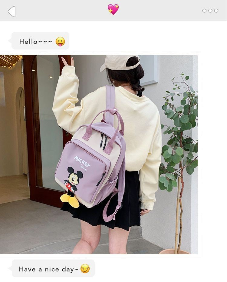 Disney Mickey Mouse Backpack for Kids Cute Cartoon Fashionable Backpack for Students Travel Bag Birthday Gift for Children