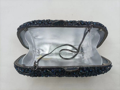 XIYUAN Women Burgundy Stones Evening Bags Crystal Clutch Wedding Party Rhinestone Handbags Bridal Floral Minaudiere Purses Green