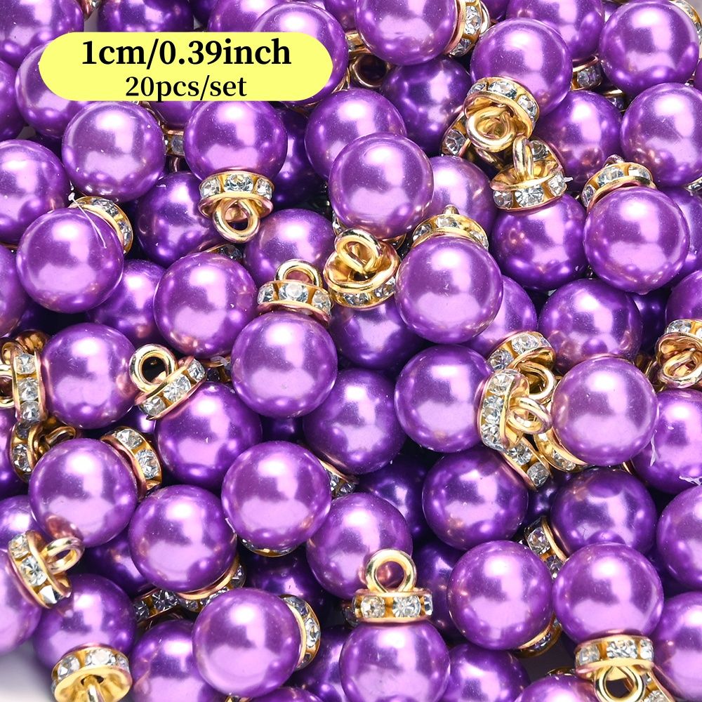 20pcs/set Shiny CCB Christmas Beads Pendant Classic Golden Rhinestone Spacer Beads For Earrings  Making Fashion Accessories