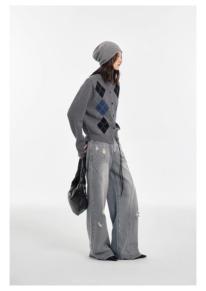 College style sweater 100% Australian Wool Sweaters Large Size Cardigan High-grade Women's Autumn Winter Fashion Knitwear