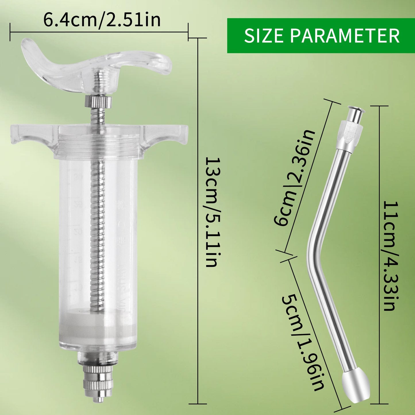 Seringa de 50ml de PVC com agulha para sonda de alimentação para camundongos/papagaios/pássaros/aves/agulhas de gavagem de cotovelo, ferramentas para alimentação de pequenos animais de estimação
