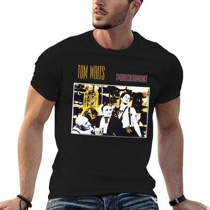 Swordfishtrombones Tom Waits T-Shirt black cotton t-shirt plain for man package t shirts for man cotton soft