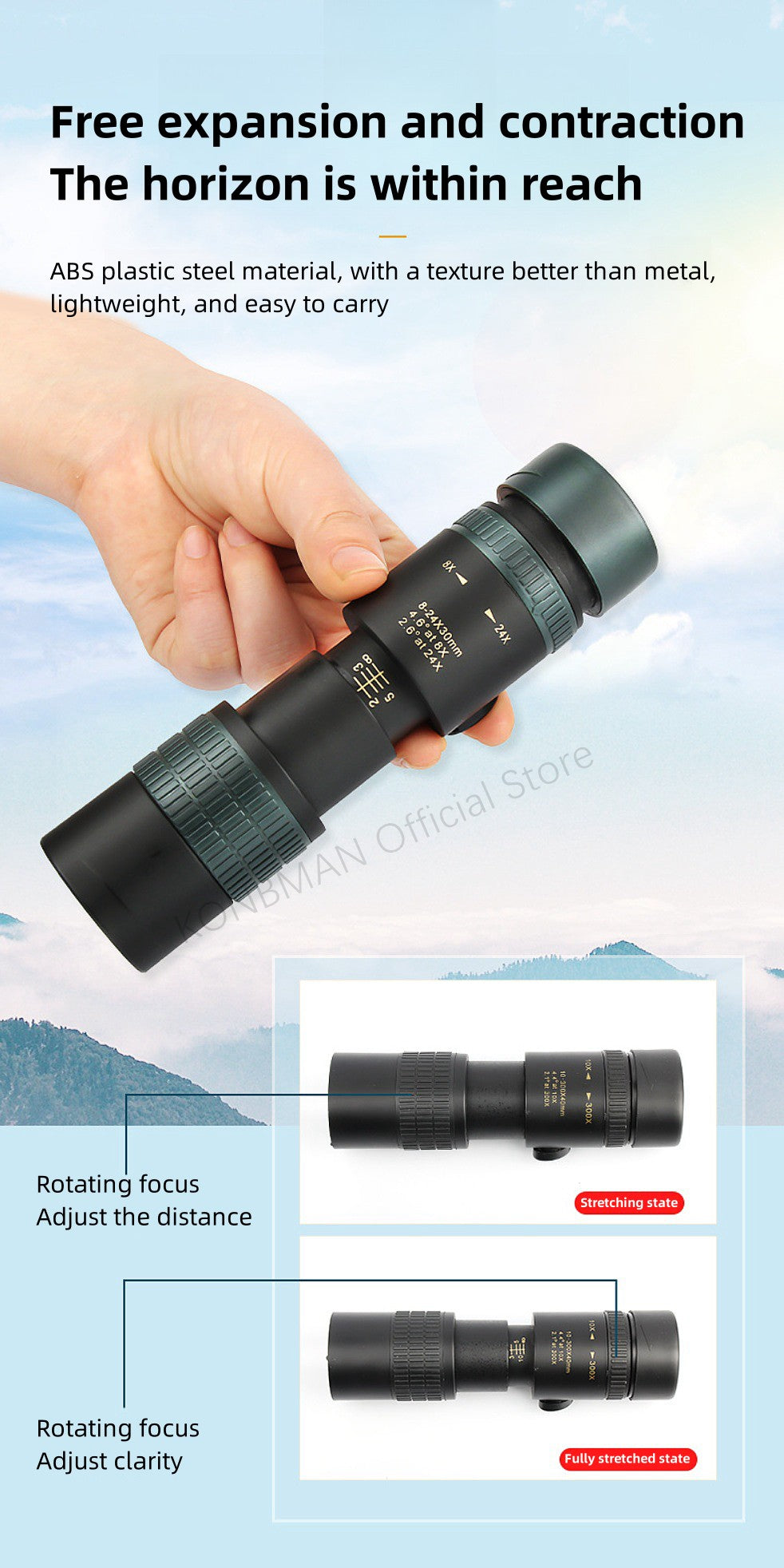 10-300X Zoom Alta Definição Potente Binóculo Telescópio Remoto Portátil Alta Qualidade Profissional Caça Monocular Telescópio