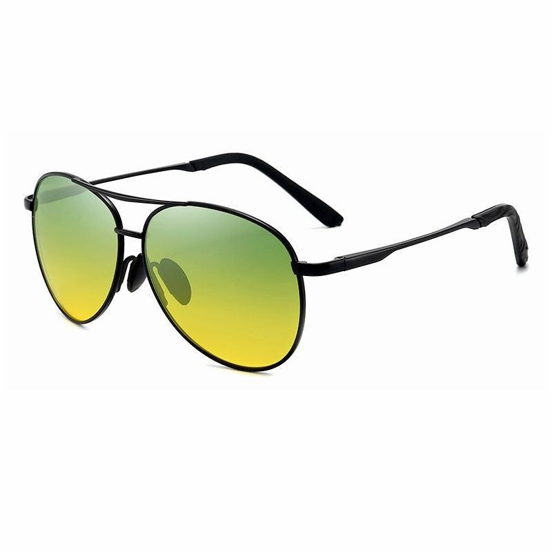 Óculos de Sol Polarizados Masculinos com Armação de Metal para Aviação Cores Variadas Óculos de Sol Masculino Piloto Visão Noturna e Diurna para Dirigir