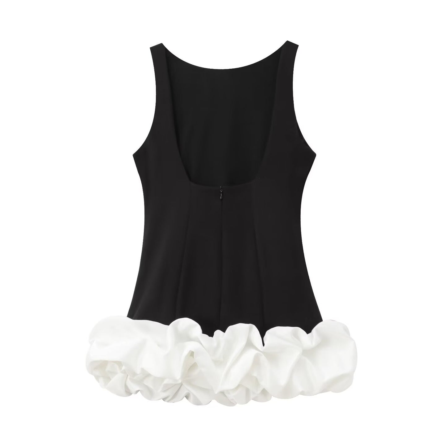 TFMLN Fashion Women Ruffle Pleated Dress Slim O-neck Sleeveless Backless Dresses Female 2025 Party Club Lady Vestidos