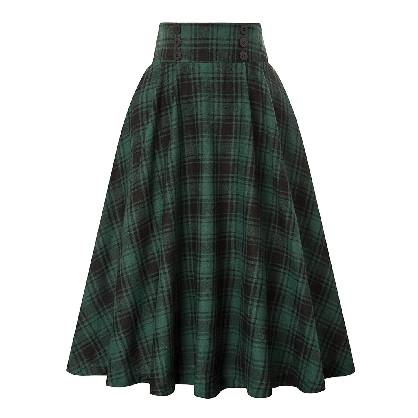 High Waisted Plaid Large Swing Skirt, Fashionable Women's Plaid Elastic Waisted A-line Skirt