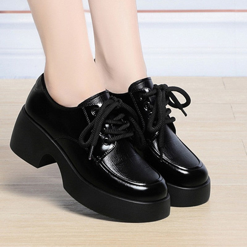 Soft Leather Uniform Shoes Female British Girl Japanese Wild Black Retro Mary Jane Shoes Lolita Platform Shoes Low Anti-slip