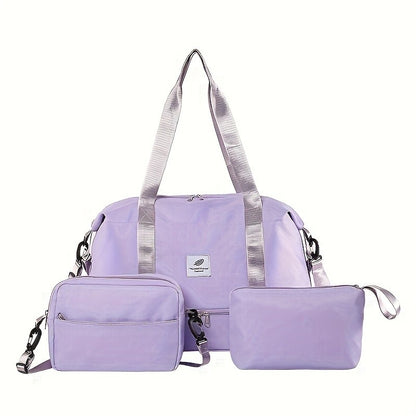 Conjunto de 3 malas de viagem em nylon, bolsa de bagagem moderna de grande capacidade, bolsa de ginástica e esporte com alça transversal, adequada para uso diário