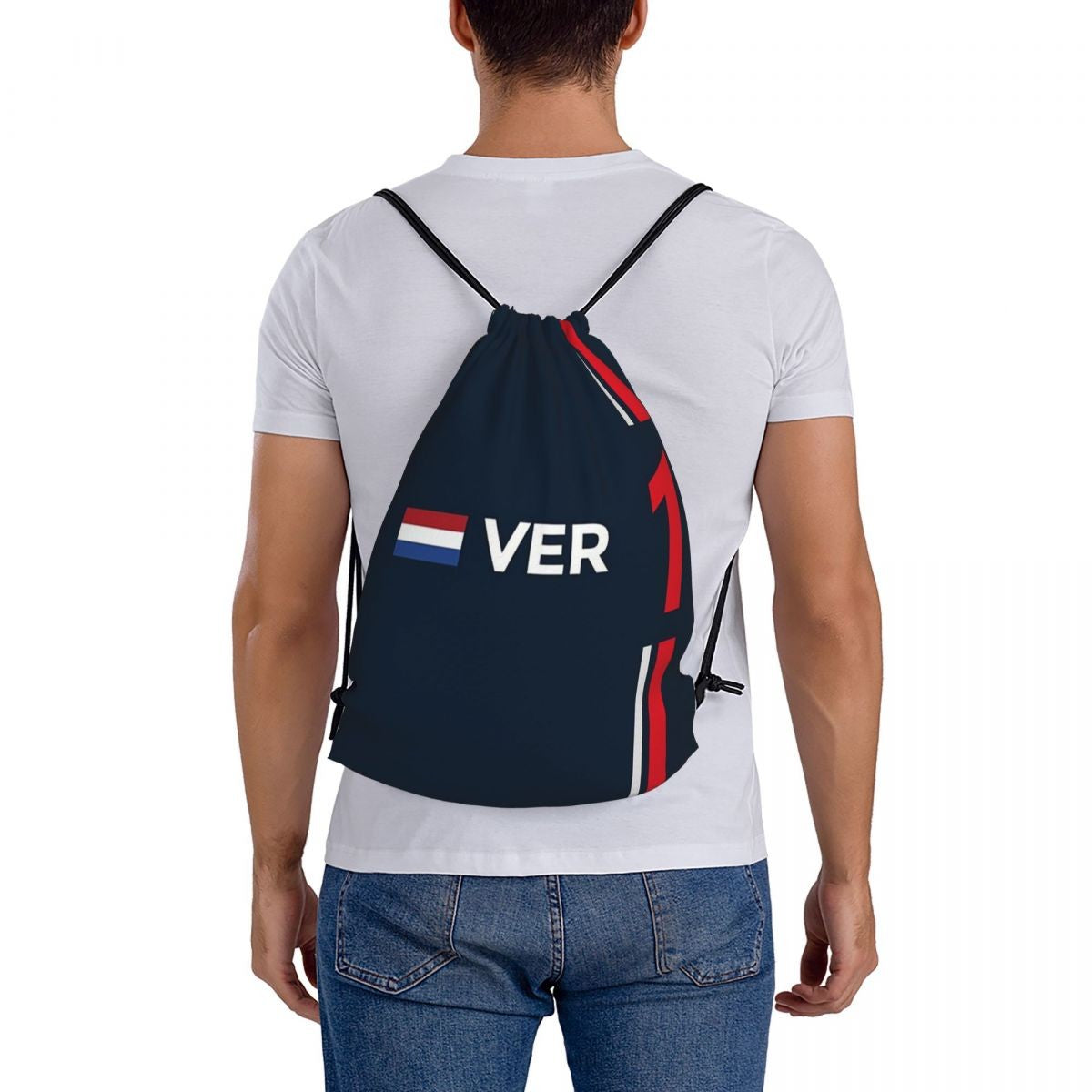 F1 2022 - #1 Verstappen Backpacks Casual Portable Drawstring Bags Drawstring Bundle Pocket Sports Bag Book Bags Travel Students