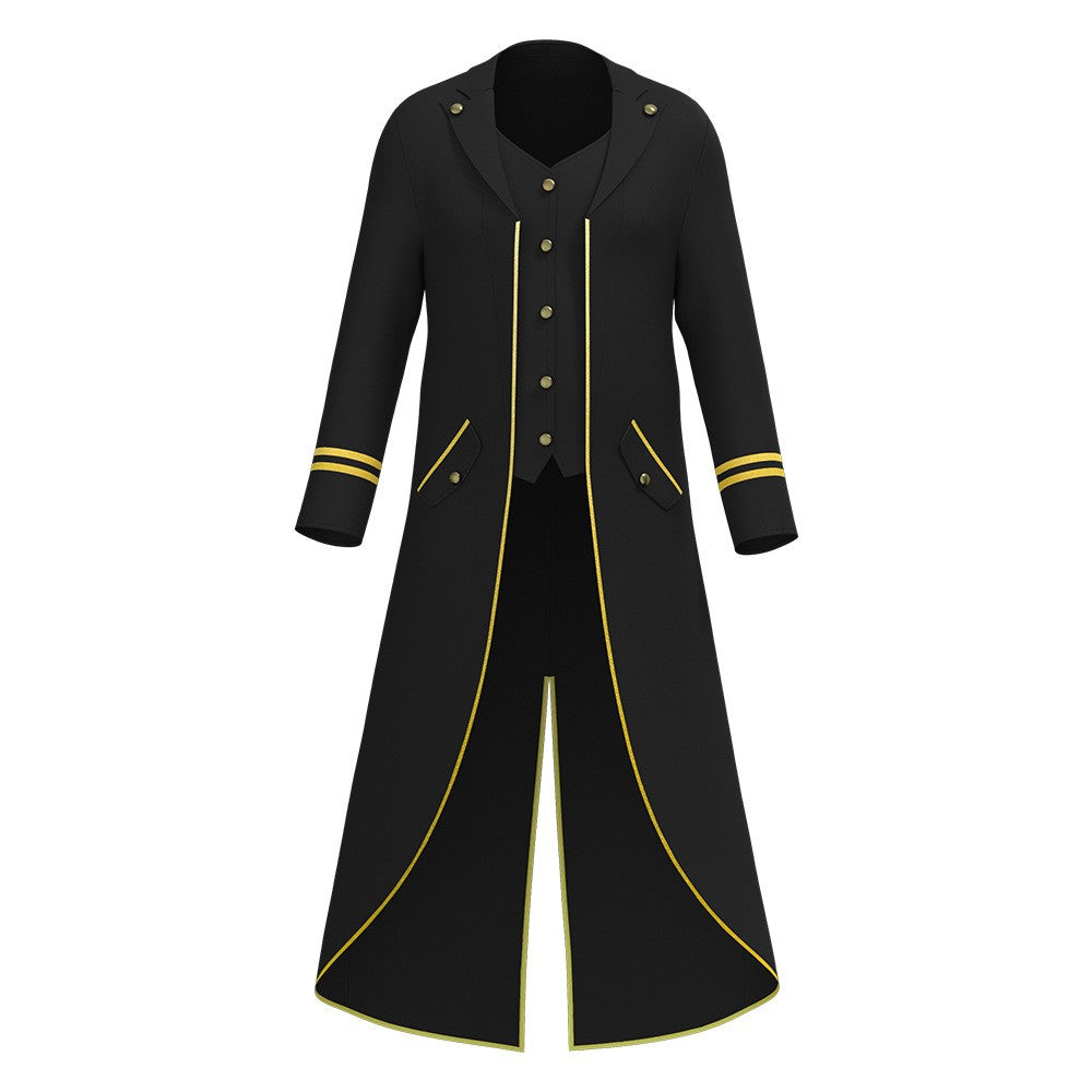 Halloween Performance Costume Medieval Retro Mid-Length Tailcoat Gothic Steampunk Coat
