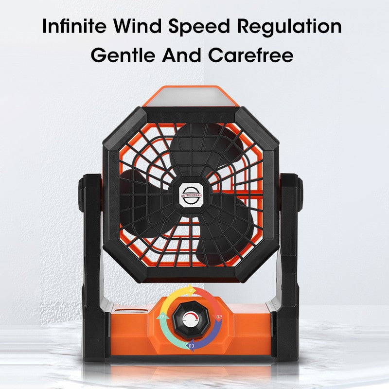 2024 New 7800 mA High-Capacity Portable Fan Rechargeable Desk Camping Fan with LED Light and Hook Outdoor Fan for Tent Car Trip