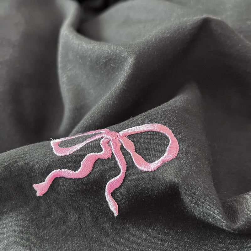 3pcs bow embroidery Bedding set ruffles Duvet Cover Set (1*Duvet Cover + 2*Pillowcase, Without Core)for bedroom guest room