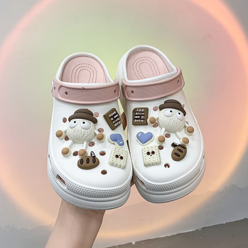 Fashion Diy Clogs Sandals Women 2024 Summer Chunky Platform Slippers Woman Thick Bottom Closed Toe Beach Slippers Mujer