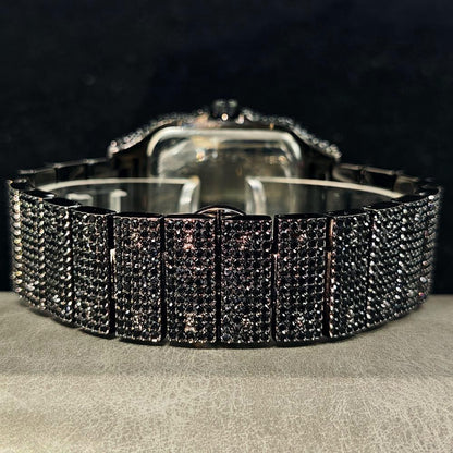 Green Diamond Watch For Men Brand UNIGUET Fashion Roman Literal Quartz Clock Man Hip Hop Iced Jewelry Square Wristwatch 2025 New