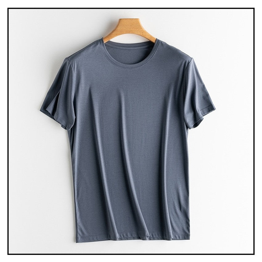 SuyaDream Mens Solid Tee Cotton Silk Blend Plain O neck Short Sleeved Cozy T Shirts 2025 Summer Simple Chic Top White Black