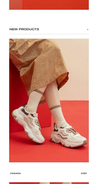 Xtep Star Trails 2.0 Women's Low Top Casual Shoes 2025 Spring Breathable Non-slip Thick Sole Leisure Sports Shoes 975118320005