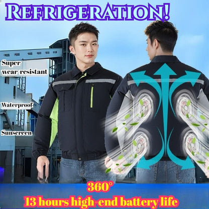 Summer Cooling Jacket Men's Hooded Fan Jacket Heat Resistant Fan Air Conditioner Clothes Breathable Outdoor Fishing Fan Workwear