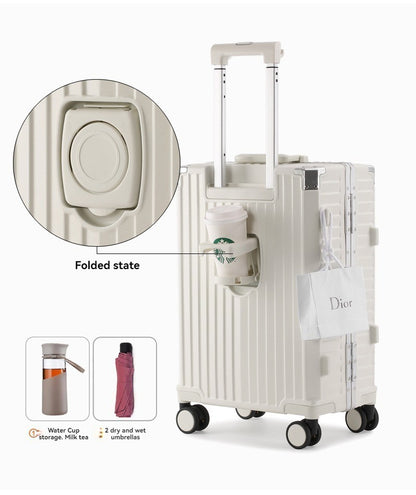 Front opening luggage compartment, PC aluminum frame, 20 inch boarding case, password travel case, luggage trolley case