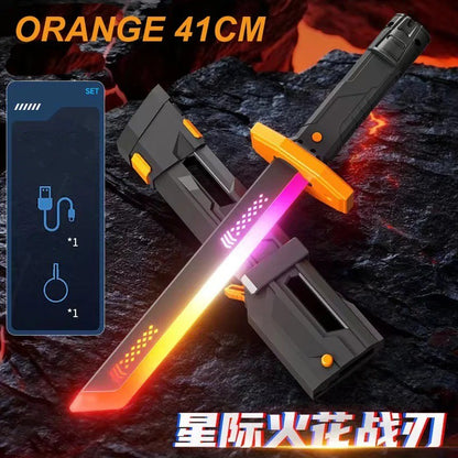 NEW Colorful Streamer Glowing Sword Toys with Spark & Smoke Effect Light Sword Toy for Kids Christmas Birthday Gift Holiday Prop