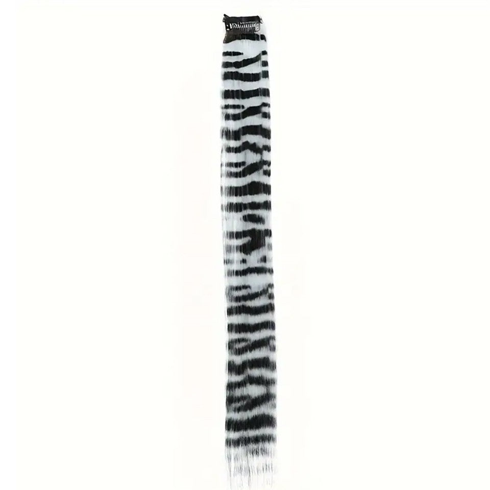 Synthetic Feather Hair Extension Colorful Fake Hair Clip In One Piece Hairpiece For Women Cosplay Party Y2K Style