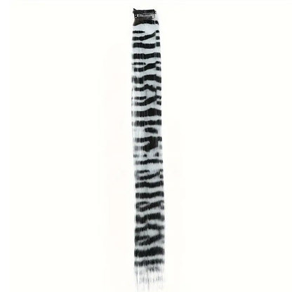 Synthetic Feather Hair Extension Colorful Fake Hair Clip In One Piece Hairpiece For Women Cosplay Party Y2K Style