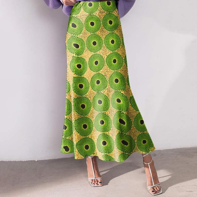 Plus Size 5XL VONDA Women Office Maxi Long Skirts 2024 Fashion Elegant Printed Skirts Casual Loose Ruffle Party Bottoms Baggy