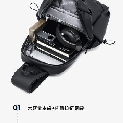 Septwolves Business Thin Printed Leather Crossbody Sling Bag Man Fashion Casual Travel Monogram Print Fabric iPad Shoulder Bag