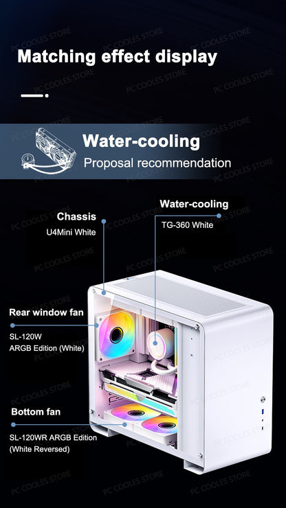 JONSBO SL-120 White/Black 120mm Case Fan 5V 3PIN ARGB Silent CPU Cooler Fan 4PIN PWM Serializable Reverse Fan