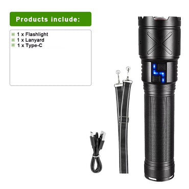 1000000LM Most Powerful LED Flashlight Rechargeable Type-c Flashlight Long Range 6000M Tactical Torch Light For Fishing Hunting