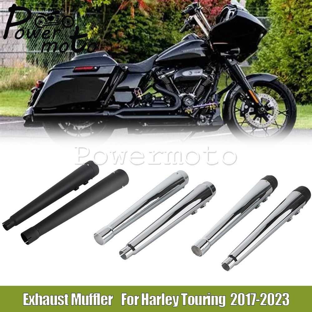 Black/Chrome Exhaust Mufflers Pipes Steel Pipe Motorcycle Accessories For Harley Touring 17+ Road King Road Street Electra Glide