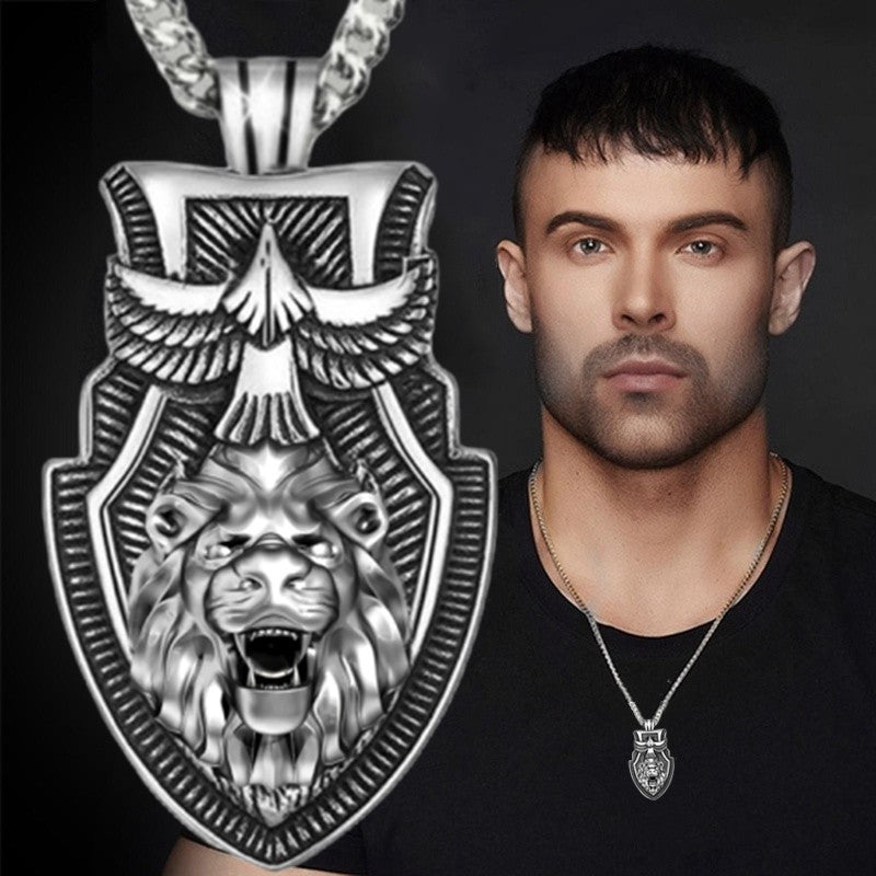 Colar Masculino de Aço Inoxidável com Pingente Triângulo e Cabeça de Lobo, Joia Punk de Animal para Homens, Presente de Aniversário, Estilo Hip Hop