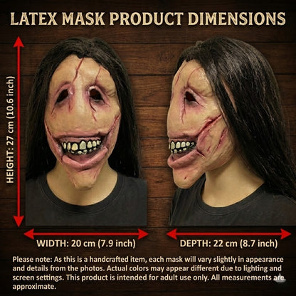 Female Ghost Mask With Hair For Halloween Horror Costume Party Haunted House Prop Scary Cosplay Accessory