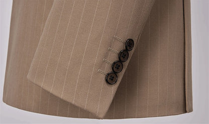 Blue Pinstripe Men's Double-breasted Suit Two-piece, Wedding/Party/Business Dress Jacket and Pants, Red Gray Male Sets M-4XL 5XL