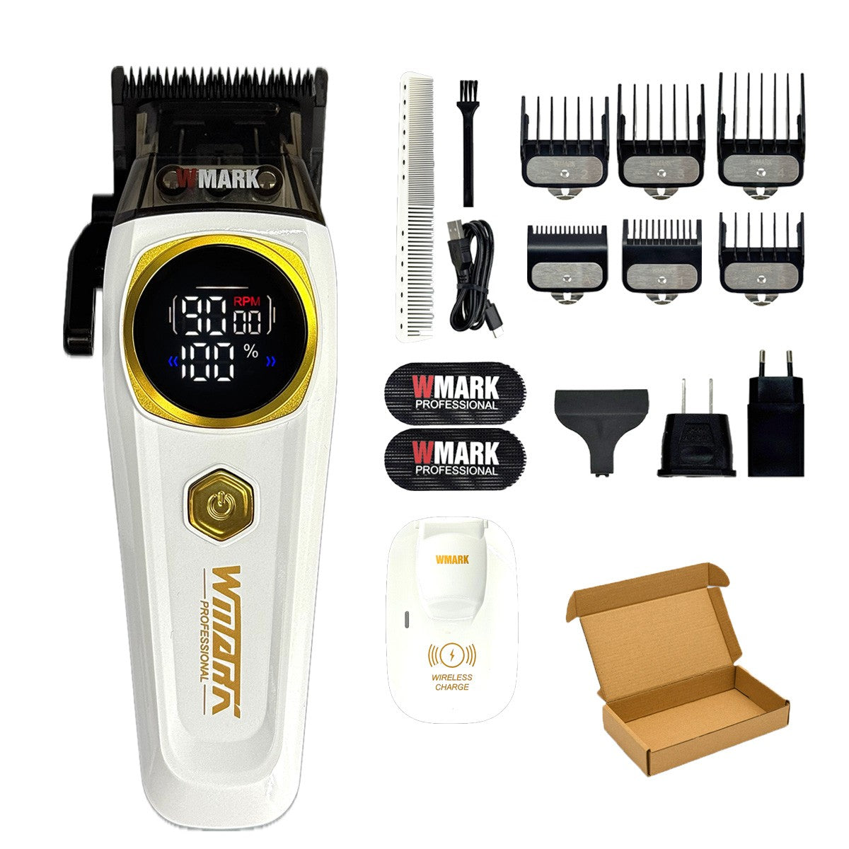 WMARK NG 8004 Professional Electric Hair Clipper 9000RPM Purple Fade Blade Wireless Charging 2000mAh Barber Shop Trimmer Machine