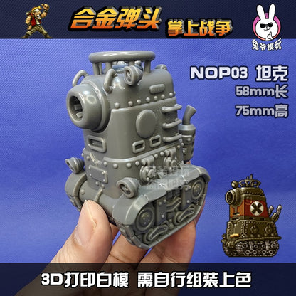Tanque de Guerra Mundial II Estilo Chibi Metal Slug Gk Modelo - Miniatura Militar Impressa em 3D Modelo Branco Não Pintado Para Diorama de Mesa e Wargame