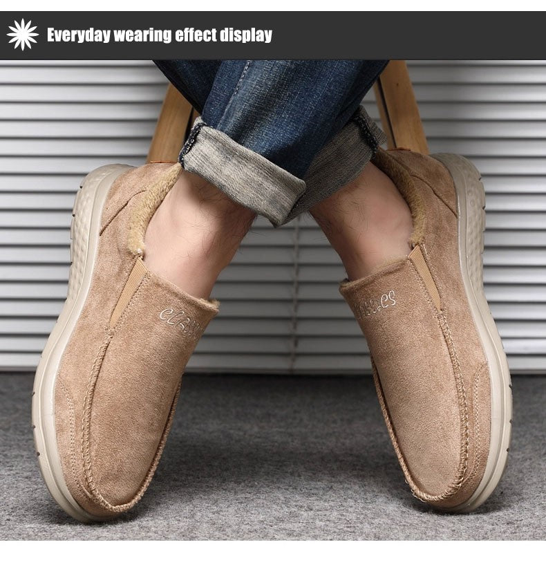 Fashionable Warm Winter Loafers Comfortable Walking Shoes Soft Lightweight Gift for Dad Suitable for Middle-Aged And Elderly Men