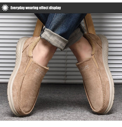 Fashionable Warm Winter Loafers Comfortable Walking Shoes Soft Lightweight Gift for Dad Suitable for Middle-Aged And Elderly Men