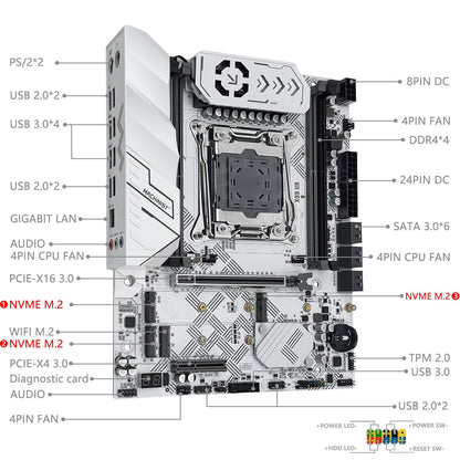 Novo Kit Placa Mãe X99 U9 MACHINIST X99 Opcional Suporte CPU LGA2011-3 Xeon E5 2630 V4 TPM2.0 Memória DDR4 NVME M.2 usb3.0