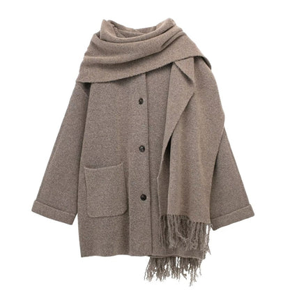 Winter New Product Women's Fashion and Casual 100 Pairs Scarf Short Knitted Coat Coat