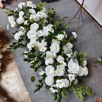 Luxury Artificial Flower Row Wedding Decoration Long Flower Runner Hang Flower Row Floral Backdrop Props Outdoor Party Decor
