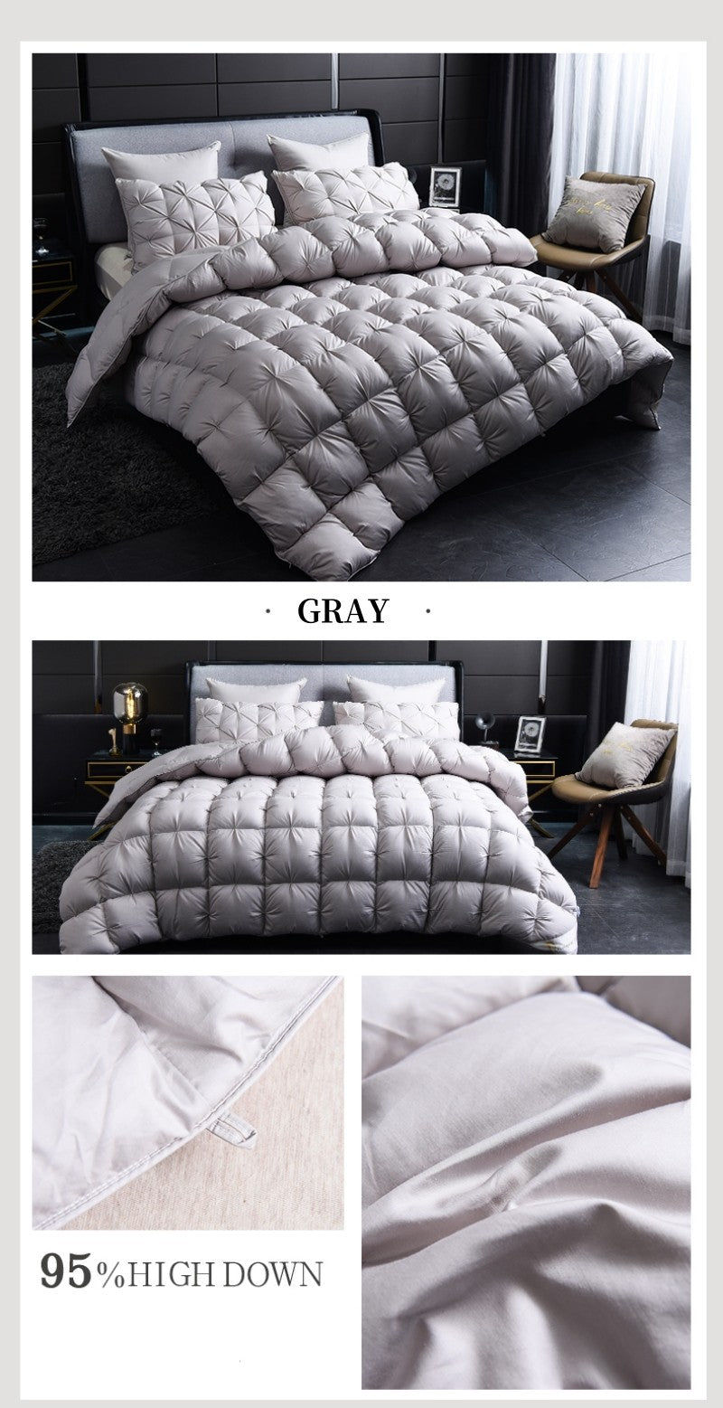 Edredom de Pluma de Ganso Branco Quente Inverno Grosso 3D Pão Edredom Plissado Cobertor Preenchimento para Colcha de Cama de Solteiro Casal