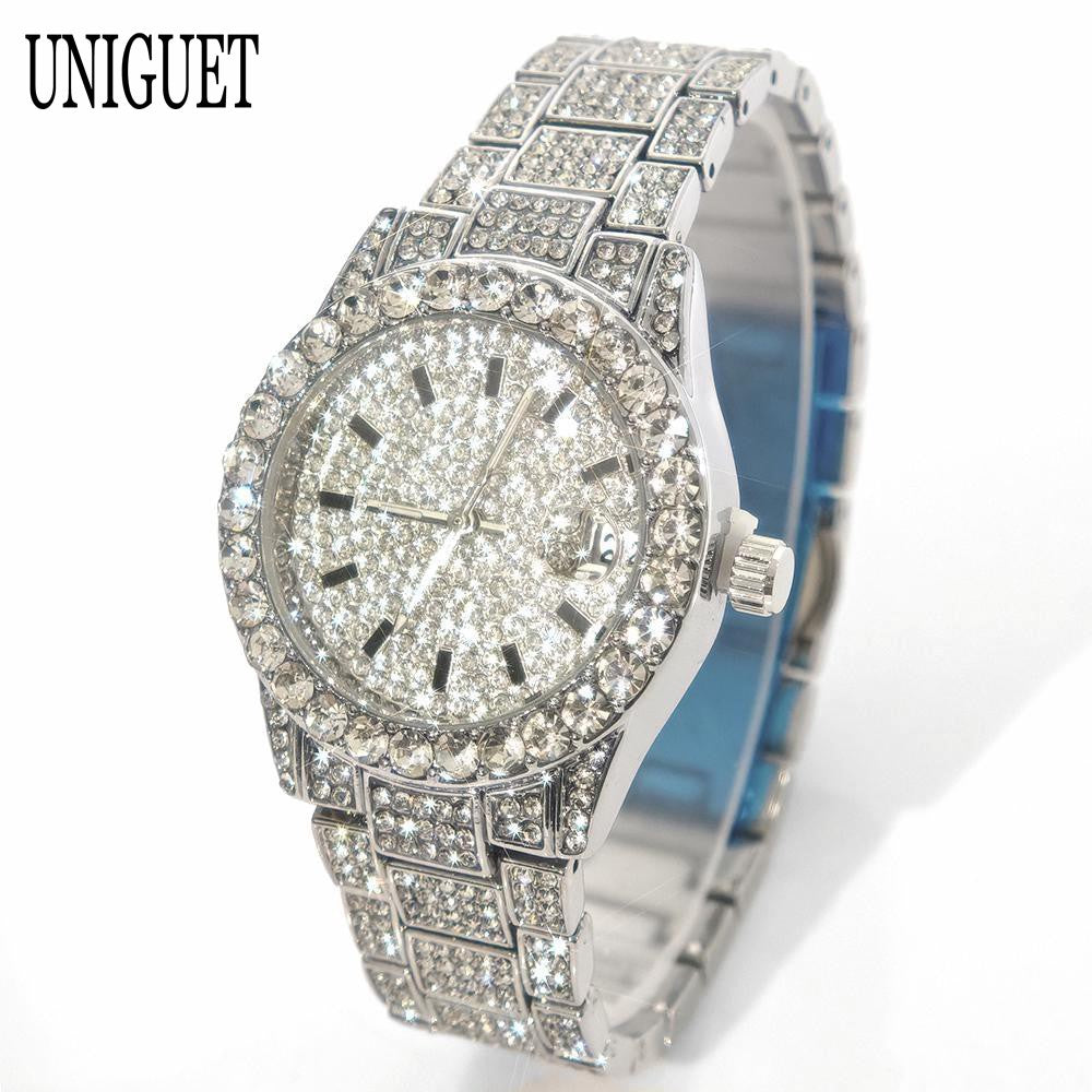 Luxury Jewelry Watch For Womens UNIGUET Fashion Small DialWaterproof Hip Hop Iced Diamond Quartz Wristwatch Small Size For Women