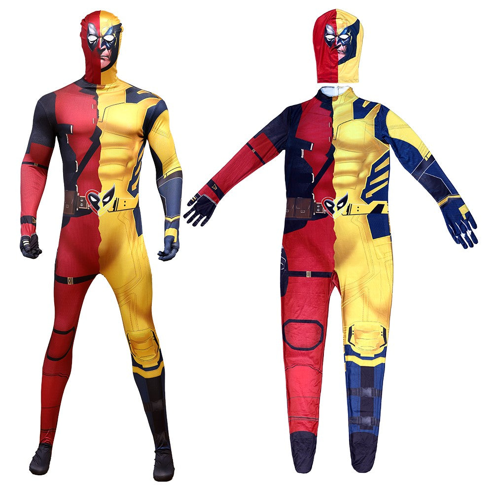 Deadpool vs Wolverine Boys Superhero Cosplay Spandex Suits with Accessories Swords Claws Children Birthday Gift Toy Role Play