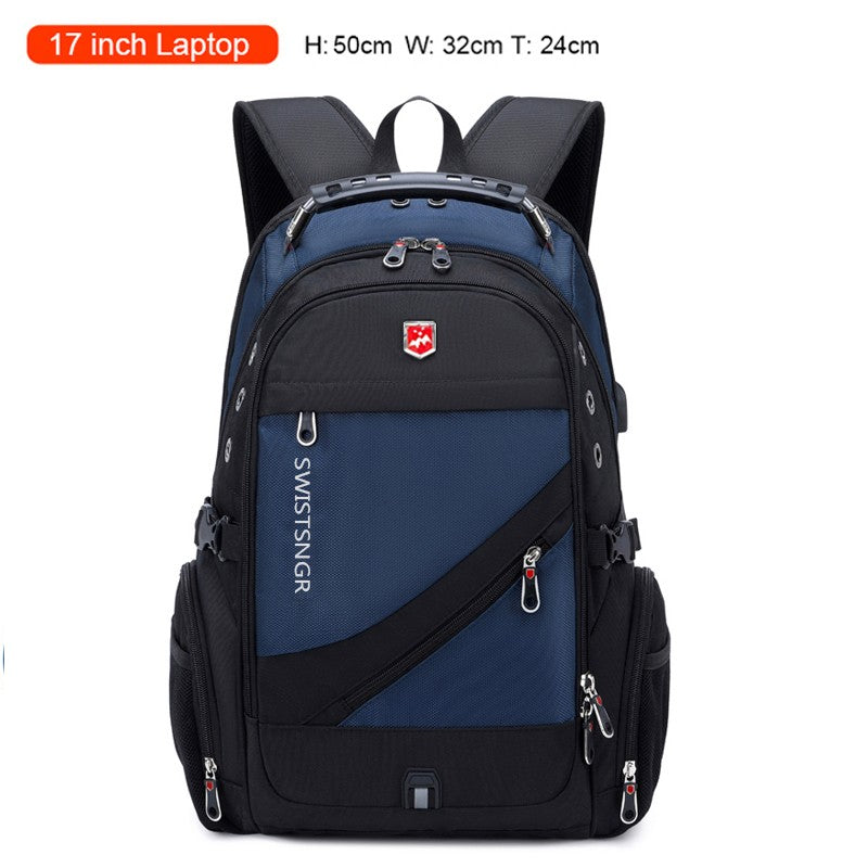 Mochila Masculina Antifurto Impermeável para Notebook de 17 polegadas com Carregamento USB, Mochila de Viagem de Negócios e Escolar Masculina